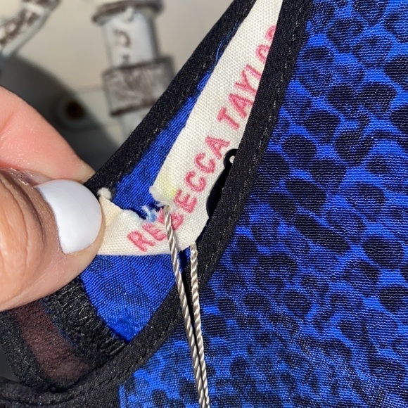 Rebecca Taylor shirt python tank w/ split trim‎ in cobalt size 2 NWT - Picture 8 of 9